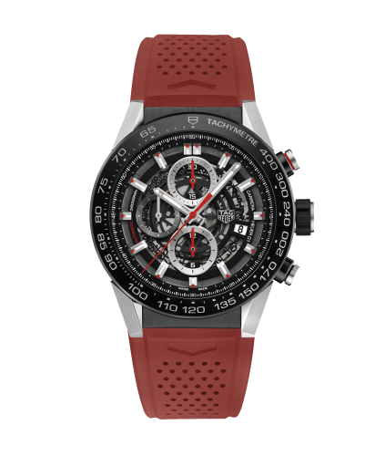TAG Heuer Carrera Calibre Heuer 01 45 Stainless Steel / Skeleton / Rubber / Red Touch